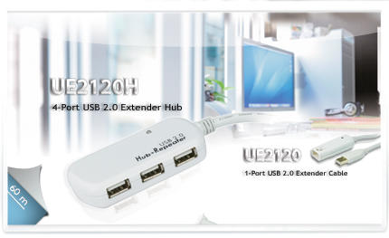 UE2120H - USB 2.0 Extender with 4-Port Hub - 12M